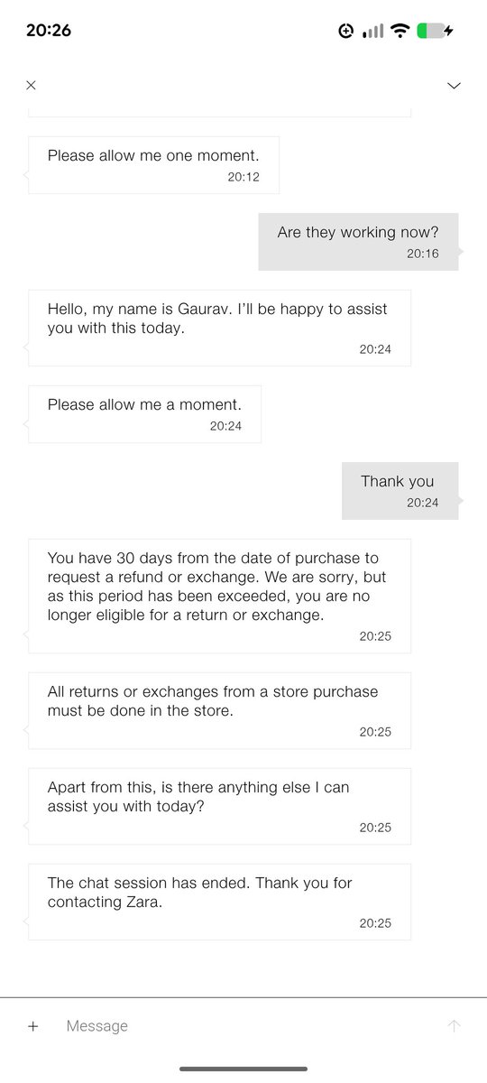 mute1304's tweet photo. @ZARA_Care Excellent chat. Very helpful about the item I had been charged for at the till but did not receive!? https://t.co/AV6iWyfdDf