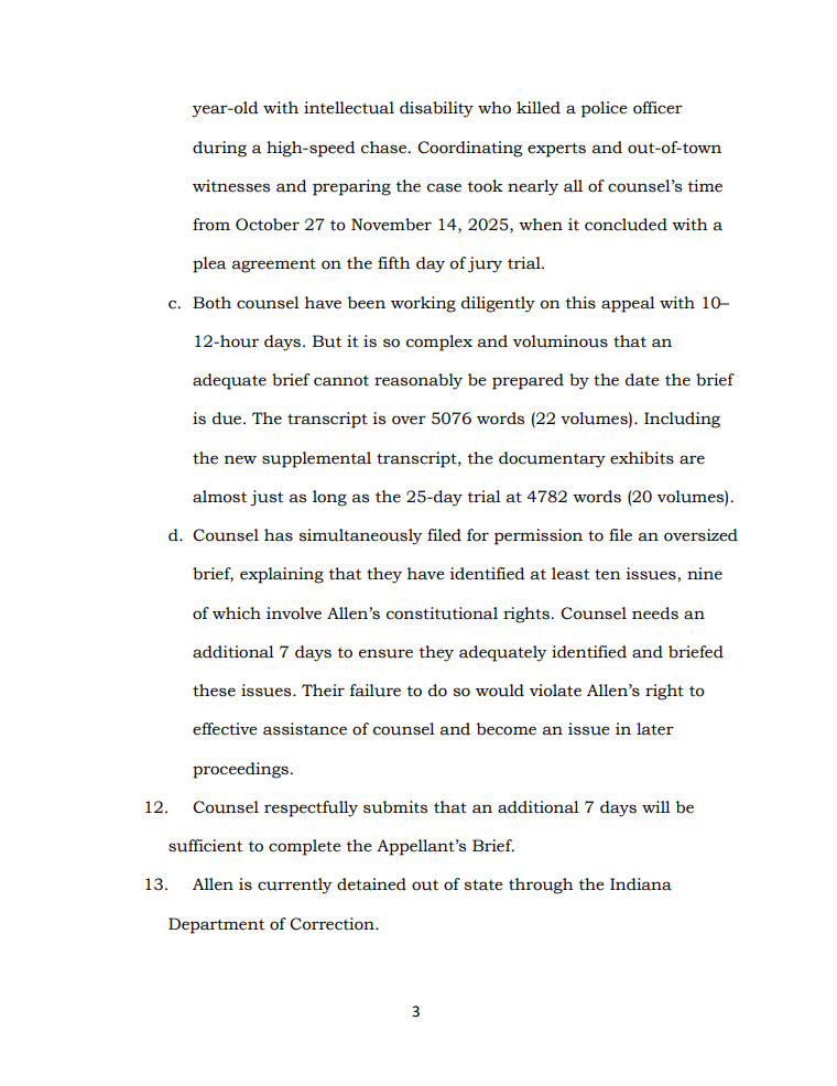 MattBlacInc's tweet image. IN THE #INDIANA COURT OF APPEALS   
#RichardAllen | #Delphi 

Appeal from the Carroll Circuit Court  v.  Cause No. 08C01-2210-MR-1     

Motion for Final Extension of Time in Which to File Appellant’s Brief

pages 4
