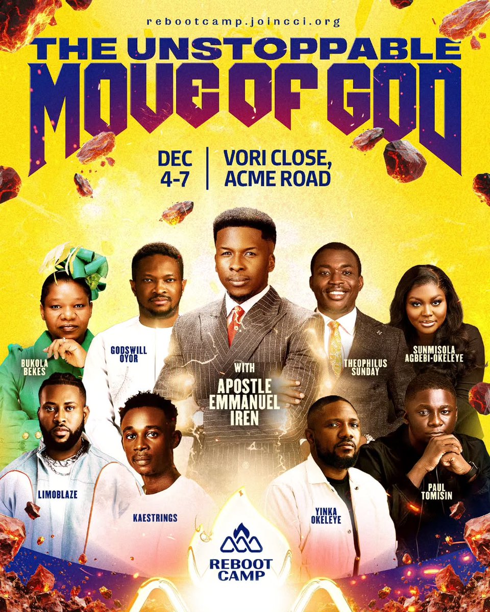 I am set to experience the Unstoppable Move of God and I'm inviting you to join us at the 2025 <a href="/cci__global/">Celebration Church International</a> Reboot Camp.

Ministering - Apostle Emmanuel Iren

 God bless you.