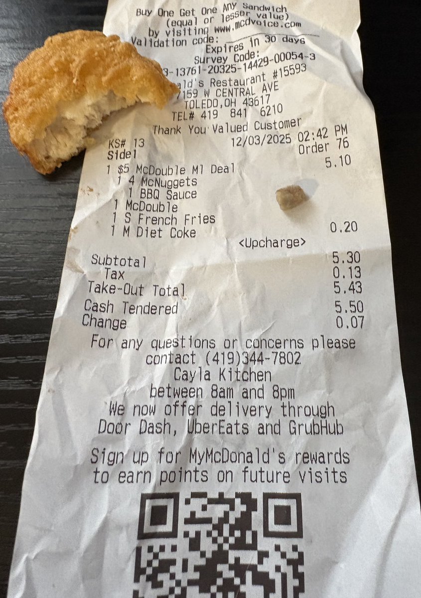 mdempsey318's tweet photo. @McDonalds I can’t believe it. I got a combo meal today that had chicken nuggets. I bit into something hard and heard a crack. I spit it out what looks like a bone and cracked my tooth. The manager said all she could do would be to give me a replacement meal. No thank you! https://t.co/USDaIMV1hh