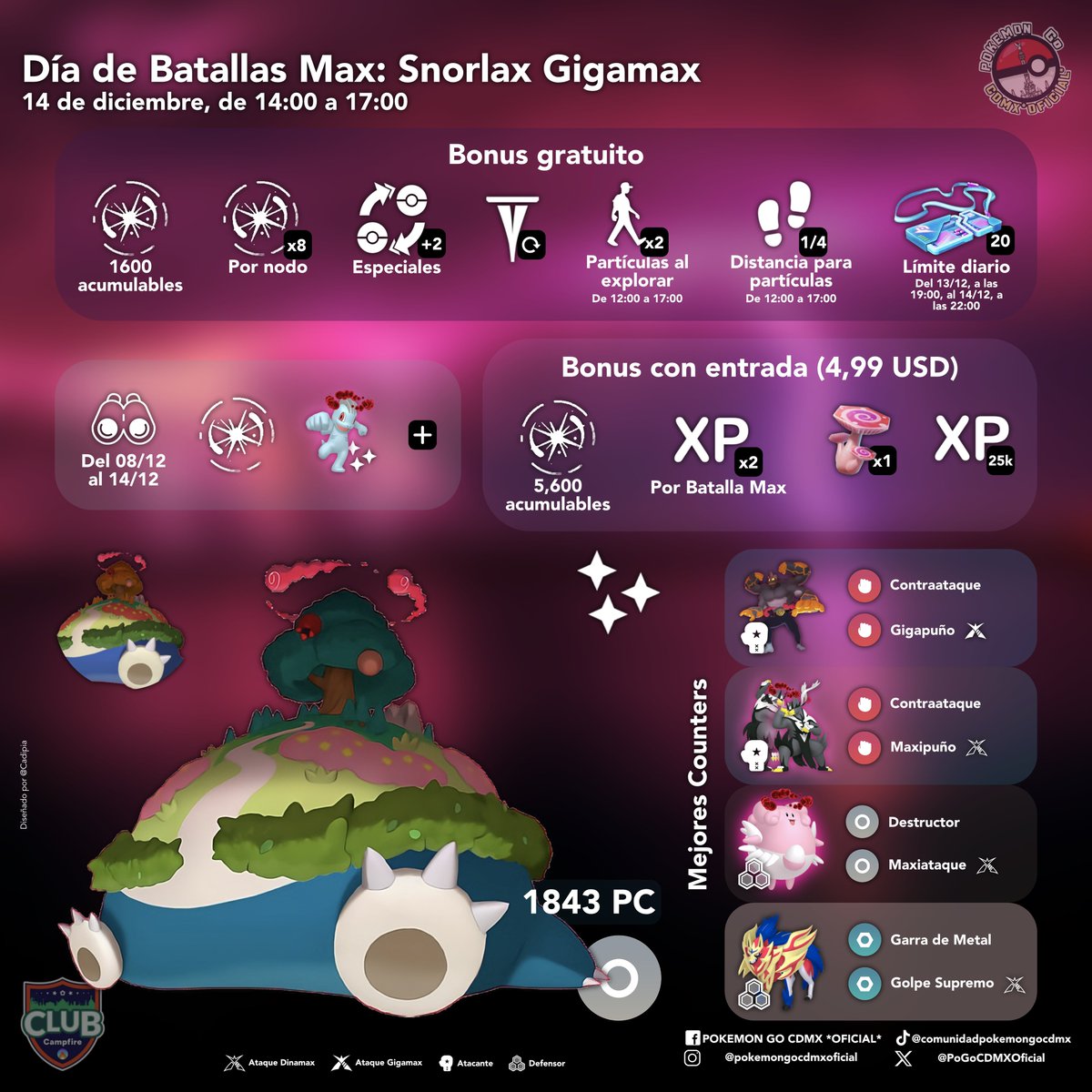 Entrenadores, les compartimos los detalles más importantes para el regreso de Snorlax Gigamax 🔥

¿Emocionados? Los leemos ✨

Diseñado por: <a href="/Cadipia_Oficial/">Cadipia</a> 

#Pokemon, #pokemongoapp, #Pokemongo, #niantic, #pokemongocdmxoficial