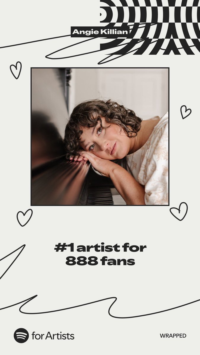 angiemaek's tweet photo. Once a year Spotify makes these cute graphics to show us how our music is reaching people. 2025 knocked me off my feet—in a good way. I’m incredibly grateful for every one of you who listened and shared. Thank you for letting me be part of your year!!! #SpotifyWrapped https://t.co/Euz7RdV6dg