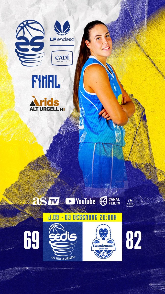 🦋 #LFEndesa J9 l FINAL

⬜️🟦 <a href="/sedisbasquet/">AE Sedis Bàsquet</a> 69
🟥⬛️ <a href="/casademontBZ/">Casademont Zaragoza</a> 82

📍Palau d’Esports

📺 canalfeb.tv l youtube <a href="/BaloncestoESP/">Baloncesto España</a> | <a href="/RadioSeu/">RàdioSeu</a> l <a href="/AS_TV/">AStv</a>  

#sentelsedis🏔️🏀