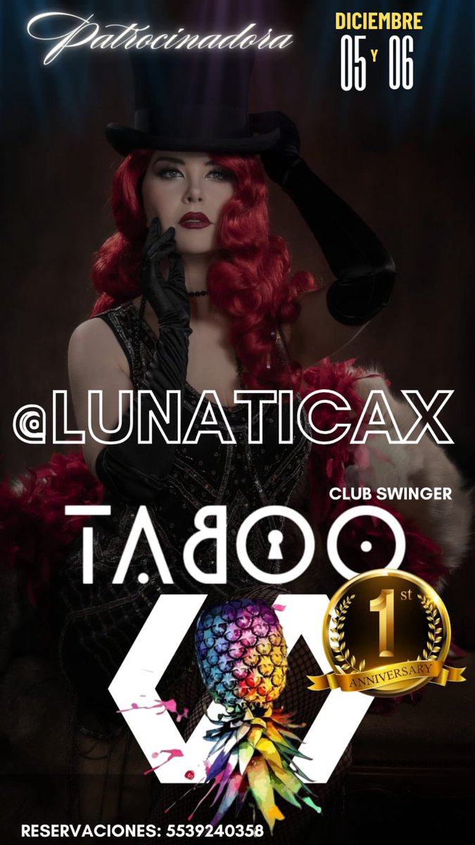 Lista para formar parte del aniversario del club más exclusivo <a href="/TabooSwinger/">Taboo</a> . Vamos preparados para llenar la noche de energía🔥, detalles especiales y momentos pensados para consentir a todos los invitados❤️‍🔥. ¡Será una celebración inolvidable! 😈