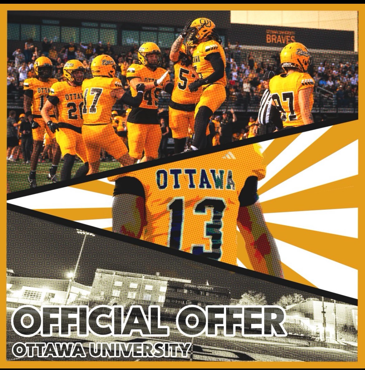 Excited to receive an official offer from  <a href="/OttawaBravesFB/">Ottawa Braves Football</a>!    Thank you <a href="/CoachSCDub/">Spencer Wheeler</a> &amp; <a href="/CoachNickDavis/">Nick Davis</a> for the opportunity