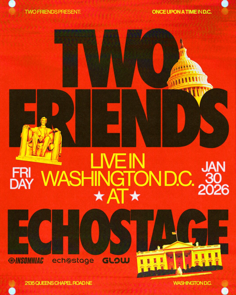 ONCE UPON A TIME IN WASHINGTON DC 🏛️

been trying to cook up a few special shows to start 2026 off right… and DC had to be on the list. gonna be debuting new music, a lil bit of bb27, and making it the best DC one yet.

presale signup: drop.cobrand.com/d/TwoFriends/c…