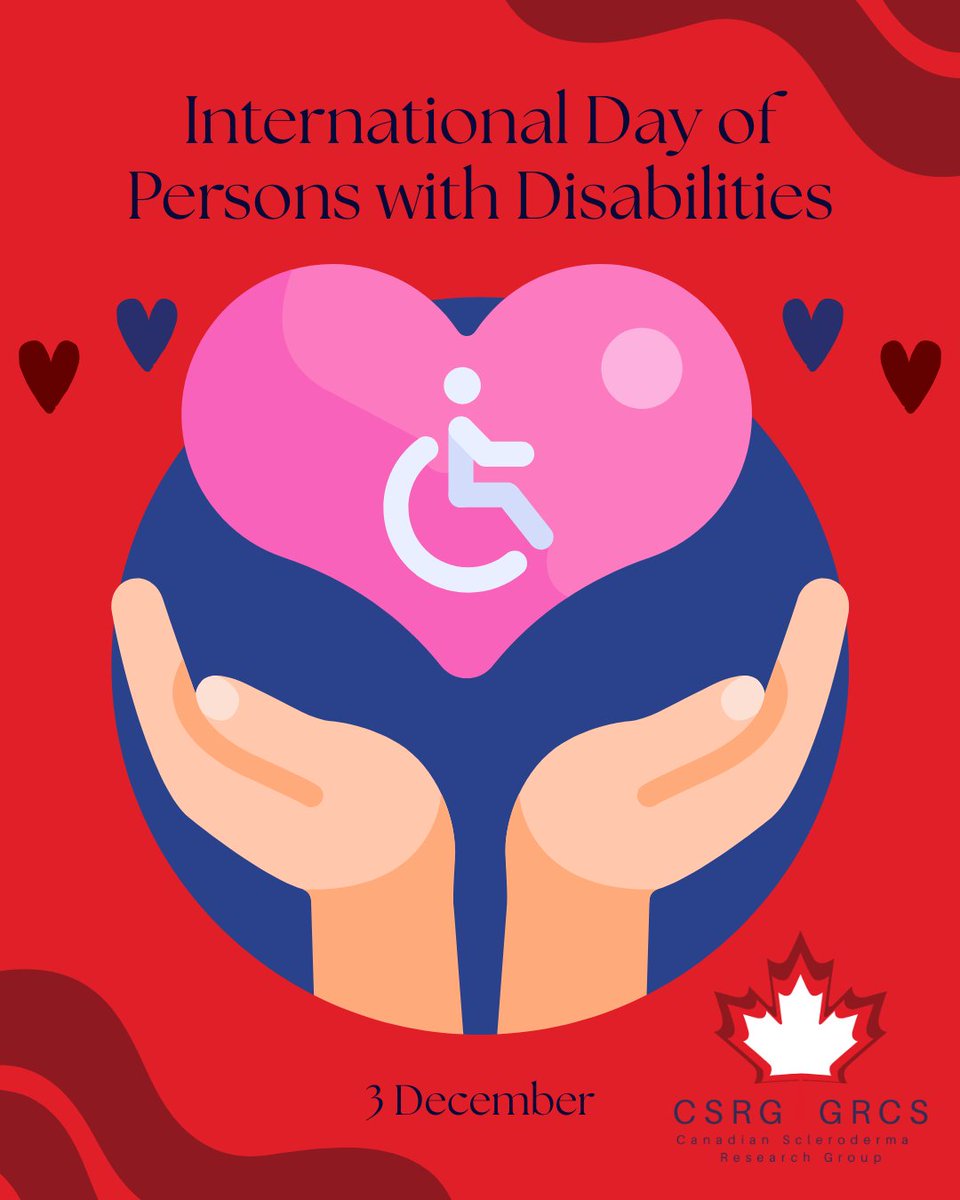 CSRG2022's tweet image. Today on the International Day of Persons with Disabilities, we recognize the impact systemic sclerosis (SSc) can have on daily function.

Advancing SSc research—early detection, treatment, and multidisciplinary care—is key to reducing disability and improving long-term outcomes.