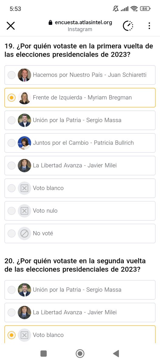 Estoy haciendo una encuesta en Instagram