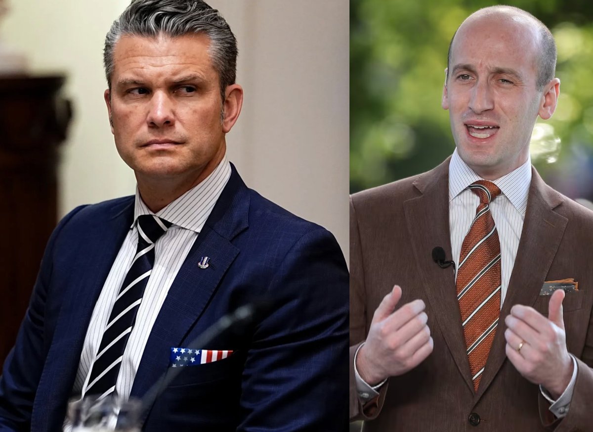 OccupyDemocrats's tweet image. BREAKING: Pete Hegseth tells Stephen Miller's wife to her face that he would never let her creepy husband babysit his children — and for once we agree with him.

Some men just make your skin crawl regardless of political affiliation...

“Who would you trust to babysit your kids?”…