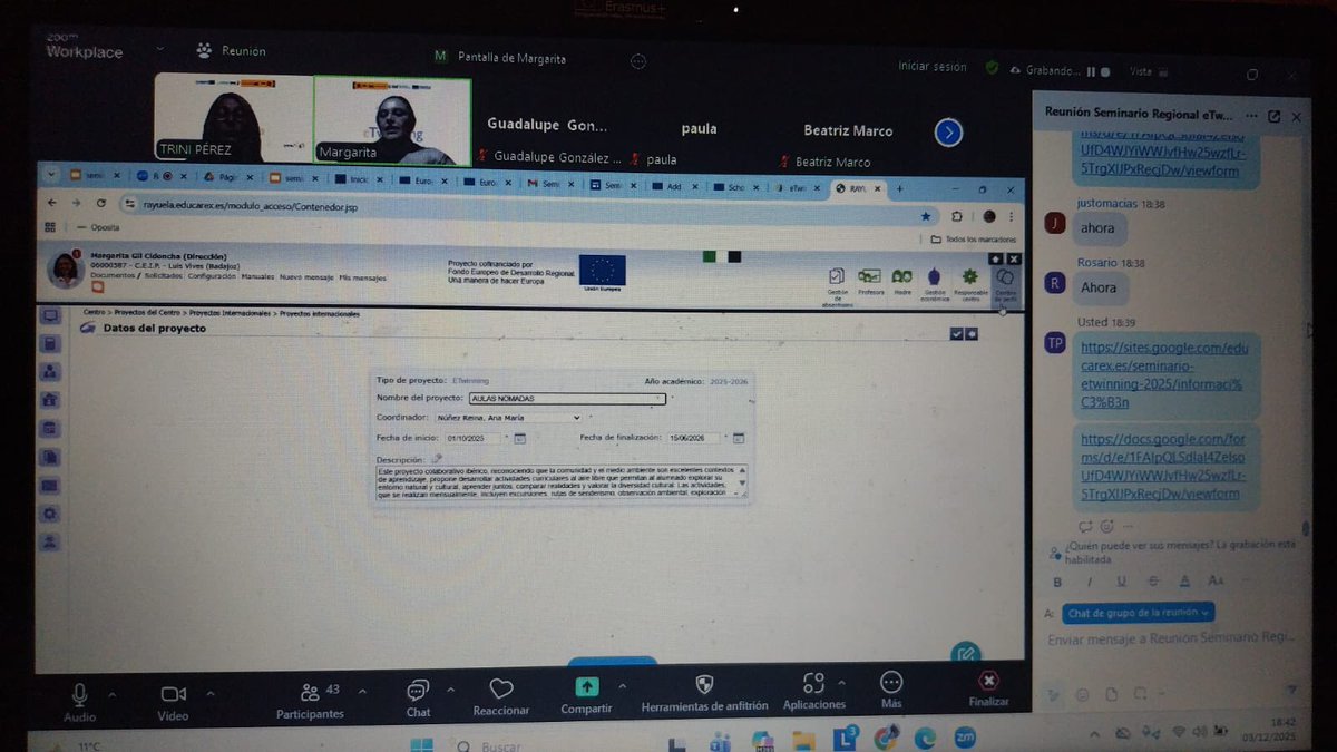 Segunda sesión del Seminario e Twinning. Muy fructífera y participativa..