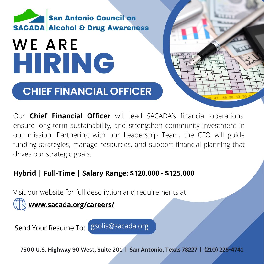 JOIN OUR TEAM - SACADA is hiring a Chief Financial Officer! If you're passionate about financial leadership and community-driven work, we want to hear from you. For a full description and requirements, visit sacada.org/careers/