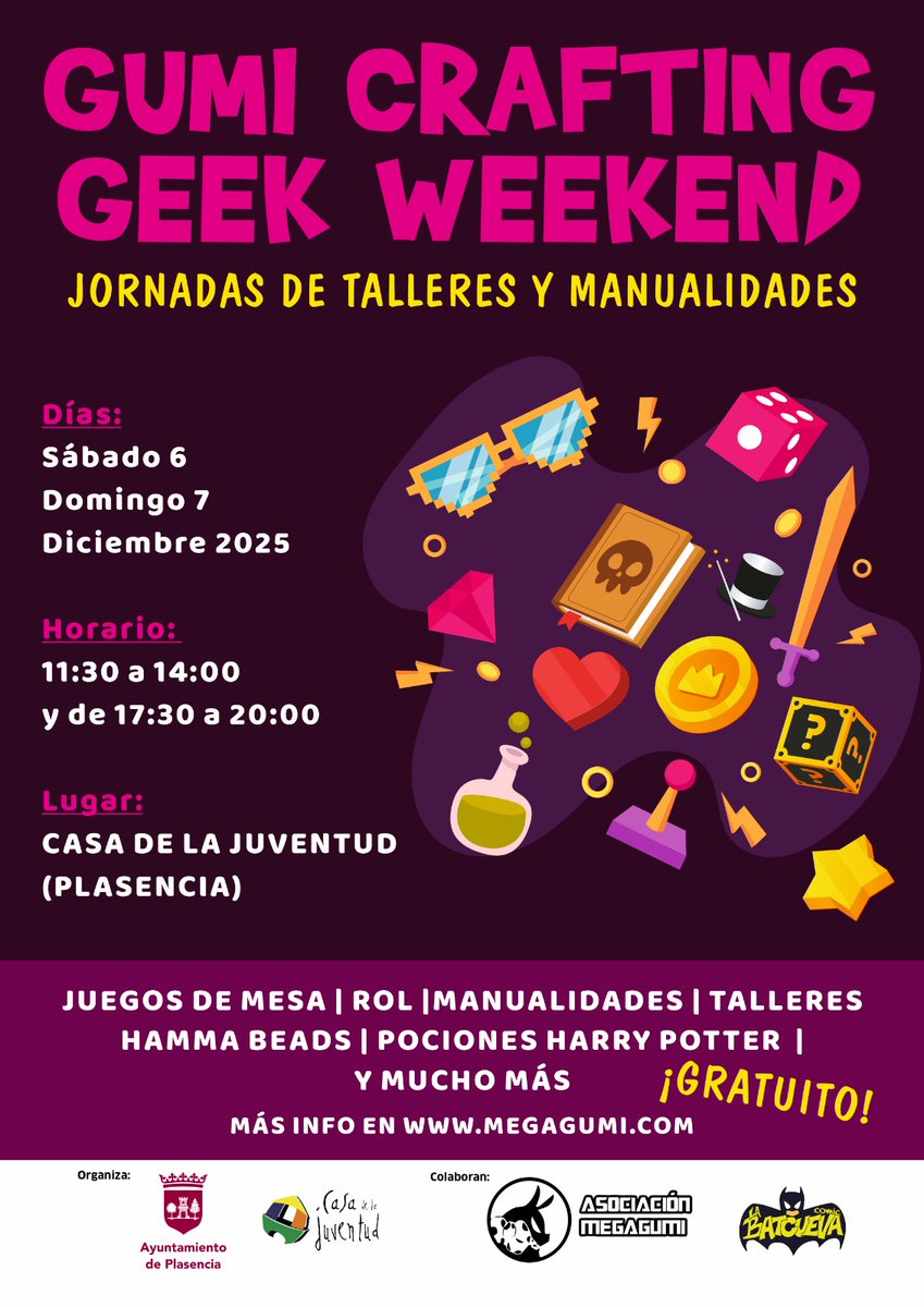 ¡Si no tienes planes para el próximo puente de diciembre, no te preocupes! 🥳 Junto con El Ayuntamiento de Plasencia y la Casa de la Juventud, ¡tenemos un finde lleno de actividades! 🤩

Rellena el formulario aquí 👇
docs.google.com/forms/d/e/1FAI…