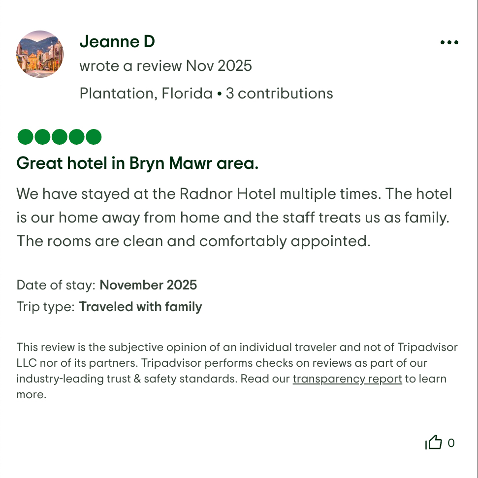 Thank you, Jeanne! We are honored to be your home away from home.