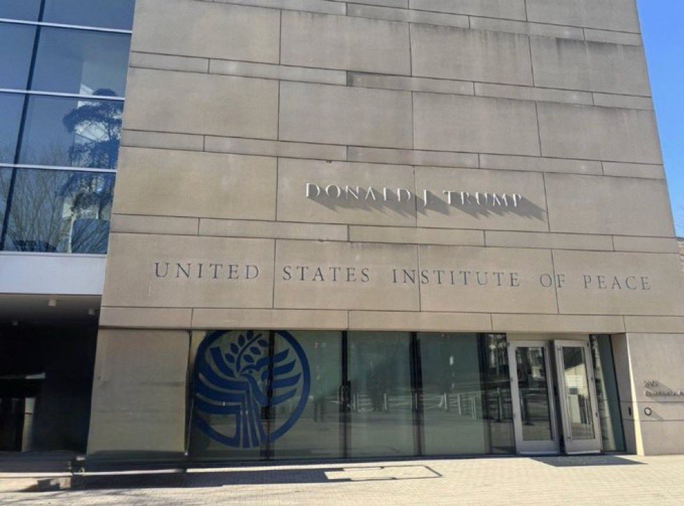 PollTracker2024's tweet image. The United States Institute of Peace in Washington, D.C. has been renamed as the “Donald J. Trump United States Institute of Peace”