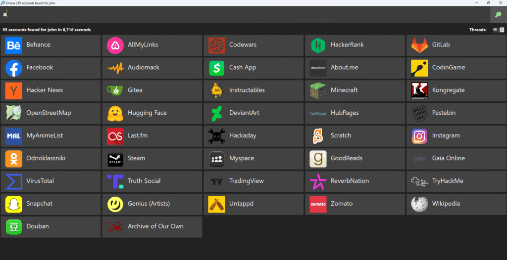 t.me/Osintwebsite
idefasoft/Emora-Project -  osint.website/2025/12/idefas… 

github.com/idefasoft/Emor…

GitHub - idefasoft/Emora-Project: Emora is an OSINT tool like sherlock but with a GUI, which search for accounts by username across social n...