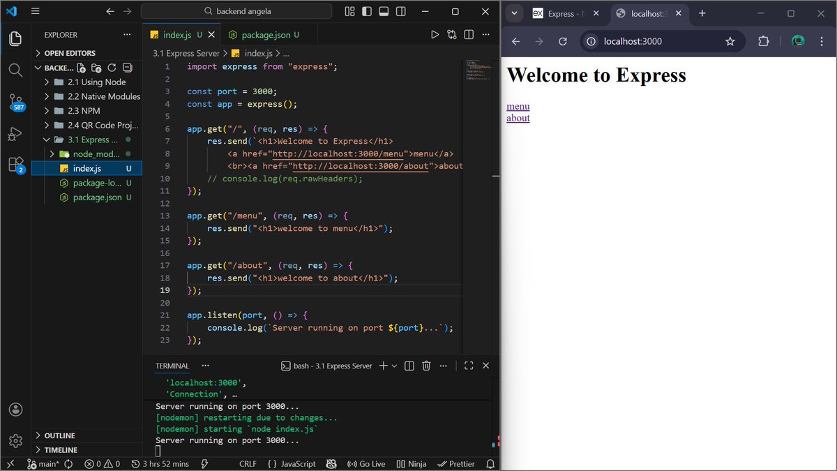 thankgod_049's tweet image. #30daysofcodingchallenge Day 4, started writing server code with express.JS