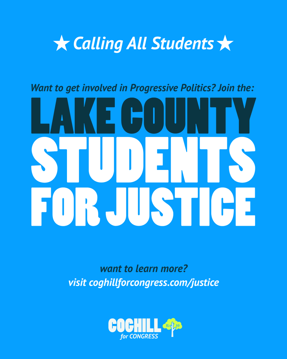Want to make change happen? Join Lake County Students for Justice to support Coghill for Congress, earn academic credit, and stand up for progressive values.

👉 coghillforcongress.com/justice
#StudentsForJustice #CoghillForCongress #YouthPower #IL10