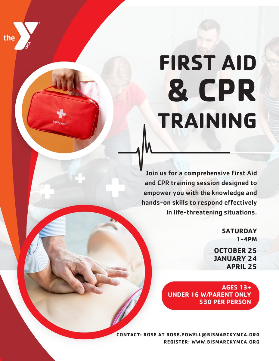 Bismarck_Y's tweet photo. 🔥 Ready to be the difference in an emergency? 🔥
Learn essential First Aid &amp; CPR skills with our hands-on training — because knowing how to act can save lives! 🙌
👉 Sign up today: https://t.co/g4Aojwea4f
#BismarckY #LearnCPR #FirstAidReady https://t.co/wWIa0hq0zx
