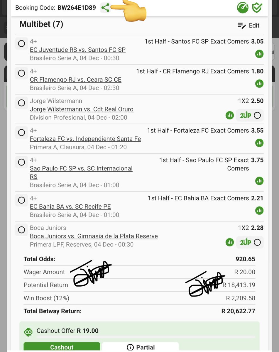 MIDNIGHT GAMES✅

⏰𝐊𝐢𝐜𝐤-𝐨𝐟𝐟: 00:30
🎟️𝐁𝐨𝐨𝐤𝐢𝐧𝐠 𝐂𝐨𝐝𝐞: BW264E1D89

🛜𝙍𝙚𝙜𝙞𝙨𝙩𝙚𝙧/𝙎𝙞𝙜𝙣 𝙪𝙥 𝙝𝙚𝙧𝙚: bit.ly/Jimmy_50

🔗𝐁𝐞𝐭𝐬𝐥𝐢𝐩 𝐋𝐢𝐧𝐤: new.betway.co.za/book-a-bet-res…

🔞+|𝕋&amp;ℂ'𝕤 𝕒𝕡𝕡𝕝𝕪