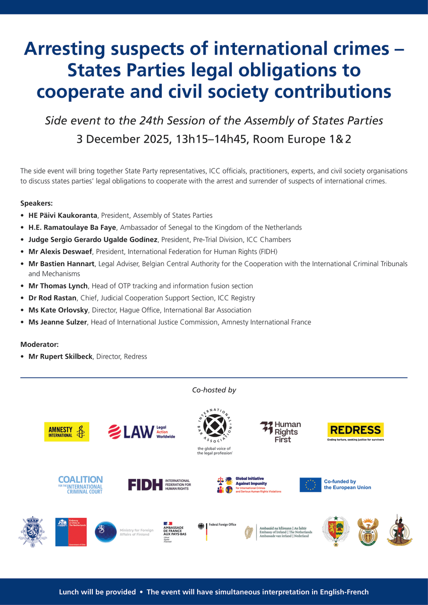 fidh_en's tweet image. The paper was launched at a well-attended #ASP24 side event today on arrests &amp;amp; cooperation.