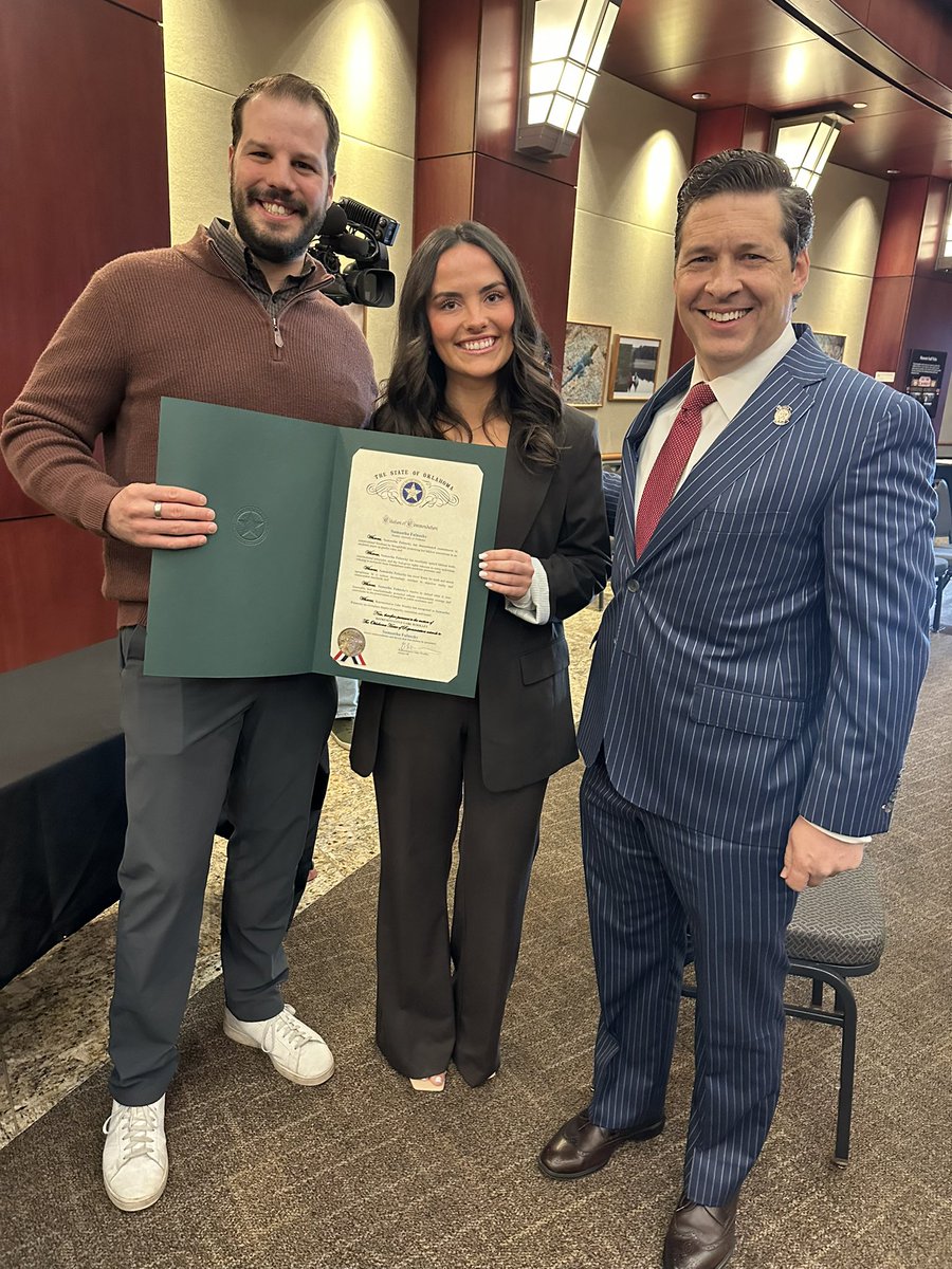 GabeGwoolley's tweet image. Today, we had the honor of presenting Samantha with a Citation of Recognition from the Oklahoma House of Representatives, District 98, for her steadfast convictions, her commitment to speaking from a foundation of truth, and her courage in shining a light on serious concerns…