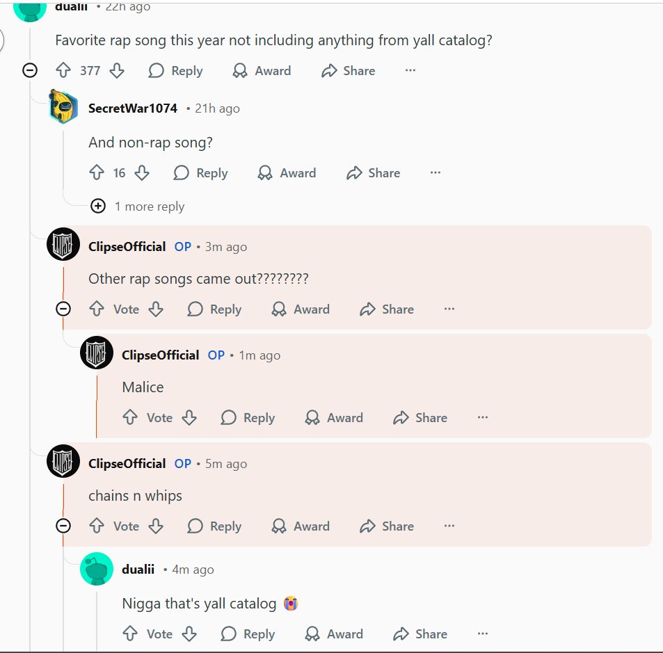 Clipse AMA on Reddit is going well