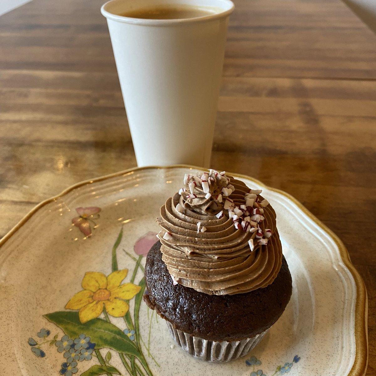 Peppermint Mocha Cupcake
with an Americano at
Haven Bakery &amp; Coffee 
#letseat #pastries
#letsdrink #coffee
#supportlocal