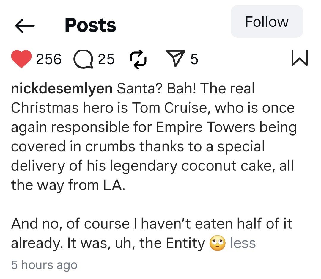 Another annual recipient just got Tom Cruise's cake! 🧁
I bought it myself last year.
It's very sweet but really delicious and huge!
If they ship a smaller size, I would buy it again.