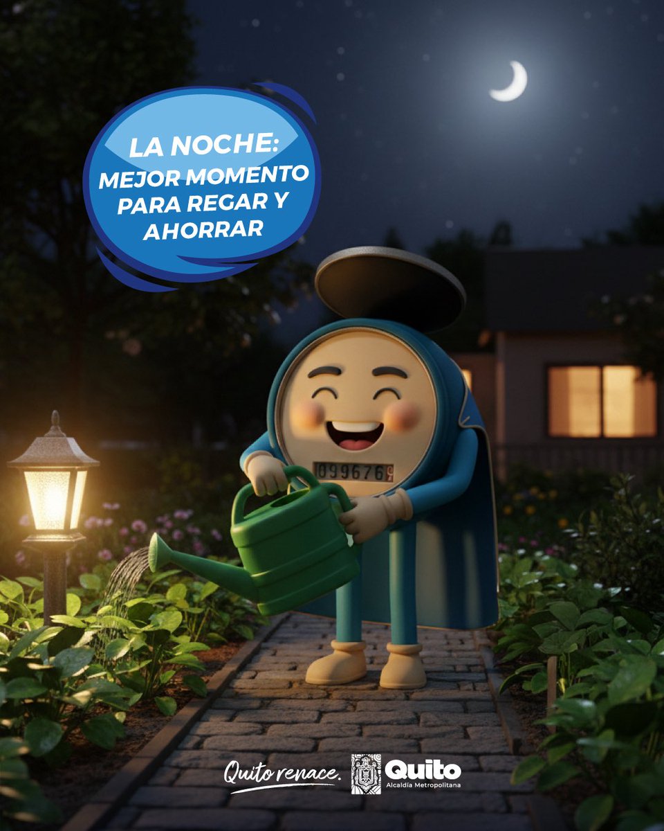 💧 #ConsumoResponsable | Como guardián del agua, te enseño a usar cada gota de forma consciente.

La mejor manera de ahorrar al regar las plantas es hacerlo al caer la tarde o en la noche, así el agua se aprovecha mejor.

#QuitoRenace