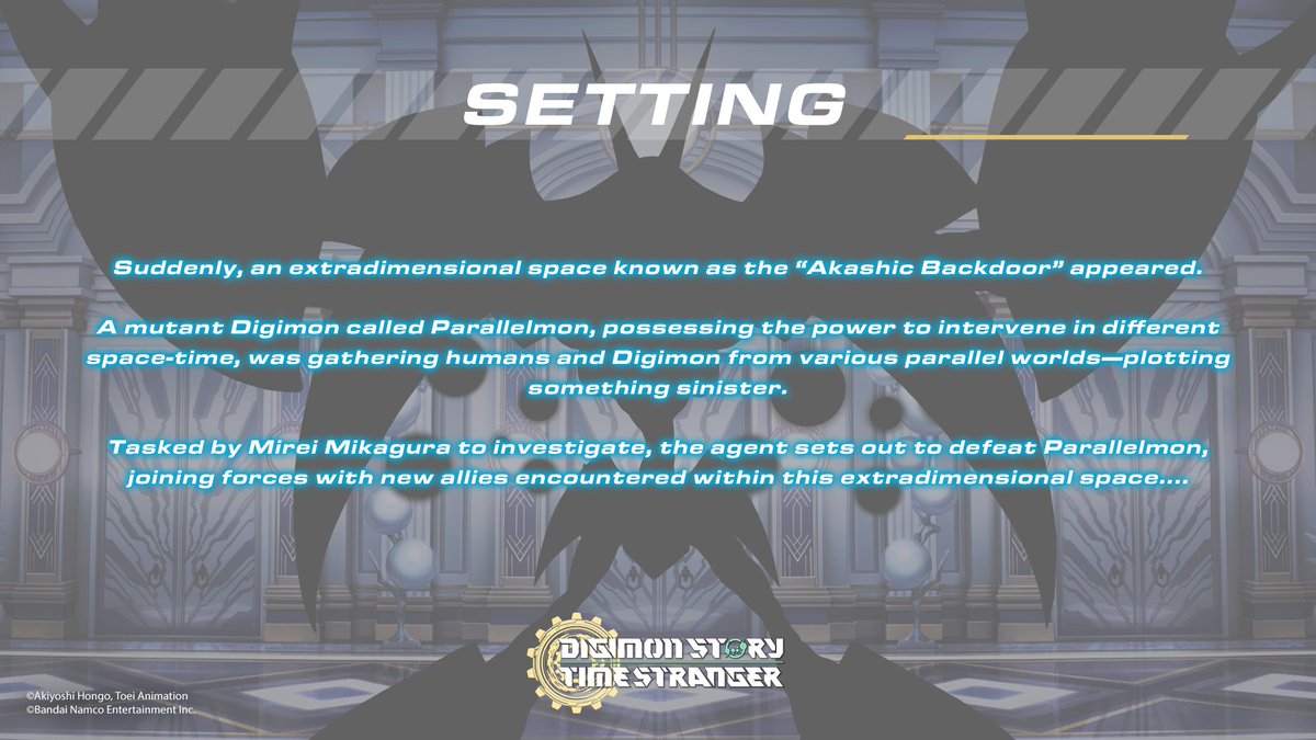 digimon_games's tweet image. The "Akashic Backdoor" has appeared...
Agent, it's time to investigate this phenomenon - as directed by Mirei Mikagura.