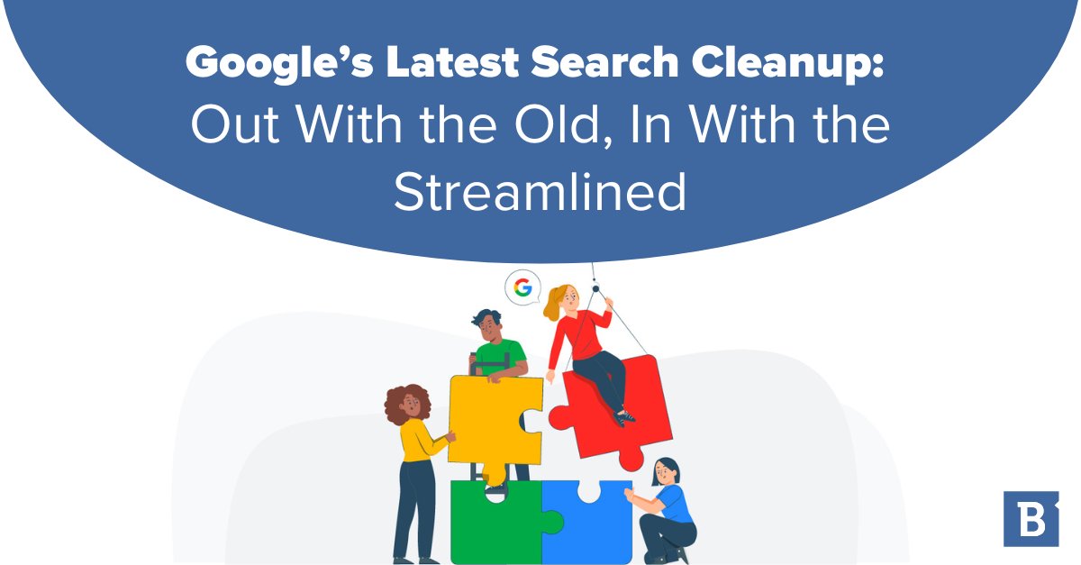 Brafton's tweet image. Google’s latest Search cleanup is here — fewer cluttered SERP features, more clarity. Marketers, it’s time to embrace the simpler, smarter Search. Learn more in our blog: bit.ly/48r8AjJ

#Brafton #SEO2025 #SEOBlog #SEOTips #SERP