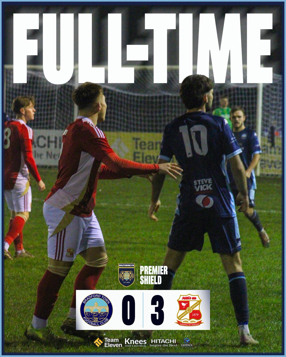BradfordTownFC's tweet photo. We bow out to a talented Swindon Town F.C. side in Quarter-Final.

All the best in the next round, lads 🤝

[0-3]

#BTNSWI | #BTFC https://t.co/7qeExlW6Vq