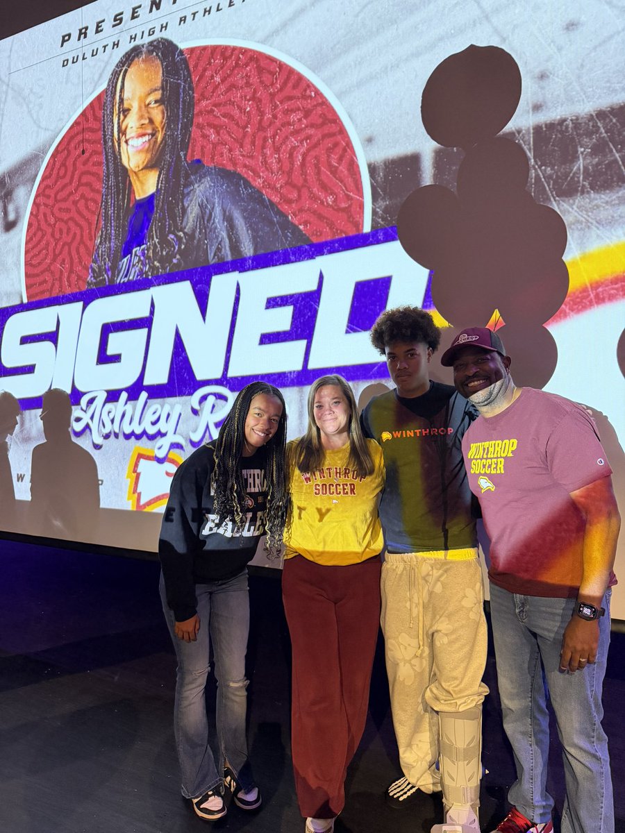 SoccerAsh2026's tweet photo. Thank you @duluth_wildcats for such an amazing signing day!! 💜🤍 Huge shoutout to @DSN_Wildcats for always supporting me while repping Duluth 💪🐾 Congrats to Sofia and @KelisJustice on starting your college journeys 🎉 So excited to get things going at @WinthropWSoccer!! 🦅⚽️💛

@GDPsports @ImYouthSoccer @ConcordeSoccer @SSN_NCAASoccer