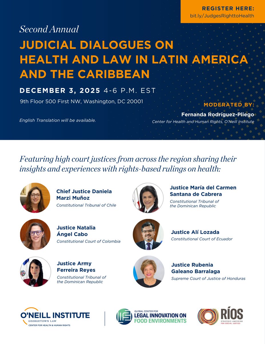 HAPPENING NOW | The Judicial Protection of the Right to Health: Contemporary Challenges and Opportunities

As part of the second annual Judicial Dialogues on Health and the Law, high court judges from across the region will explore the judiciary’s critical role in upholding the