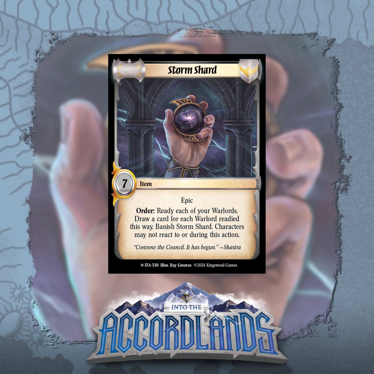 WarlordCCG's tweet photo. Epic cards represent powerful artifacts, magics, or party members and are limited to one per deck. Will your Warlord be making room for a Storm Shard?  

#warlordccg https://t.co/y9cvqzn3gZ