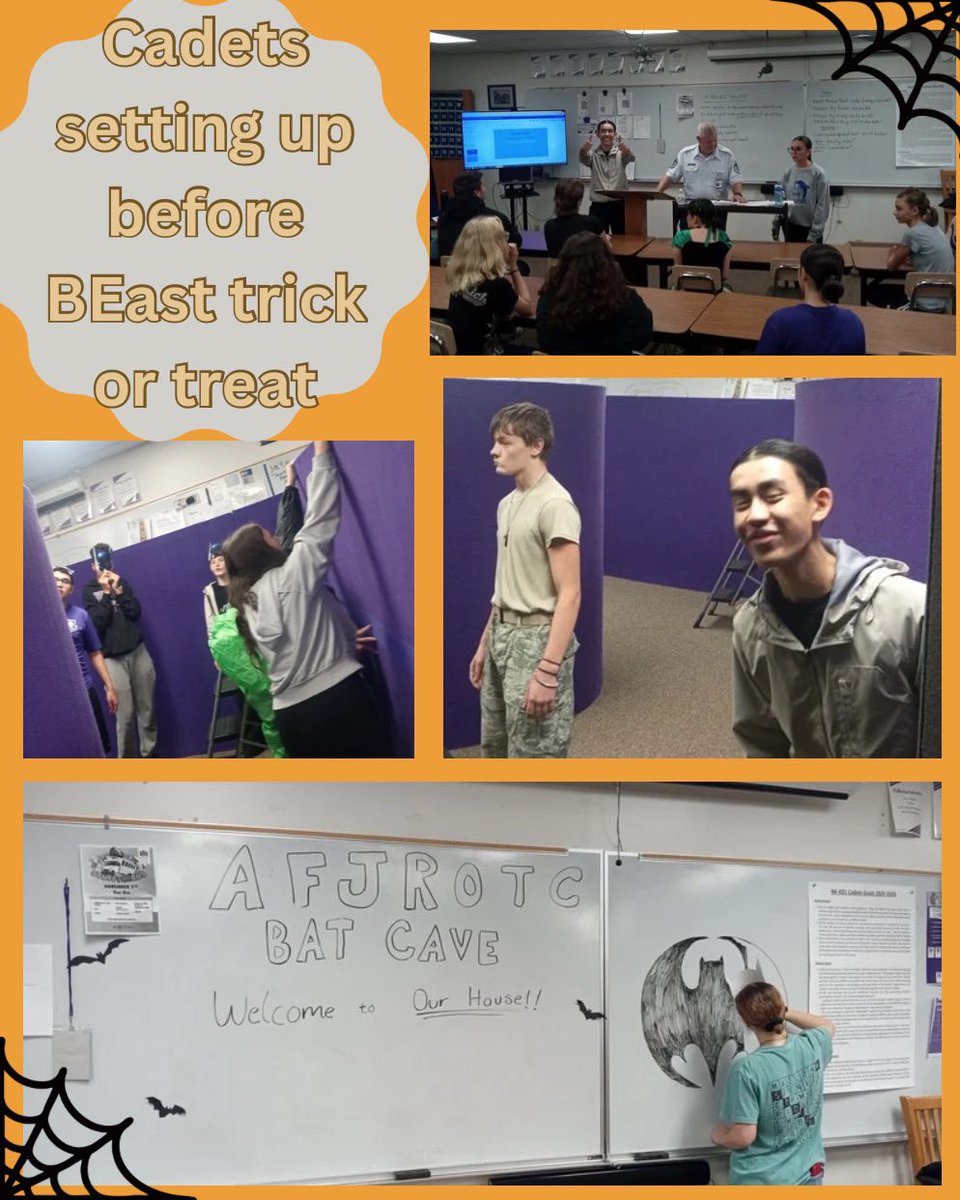 BEAFJROTC's tweet photo. The community was invited to our school’s annual trick or treat night, the 28 of October. We built a haunted maze and had games set up in our room. Our cadets got to work in the maze and game room, where they got to help scare, and play games with their peers.
#OURHOUSE #NE021 https://t.co/PCthKBywQD