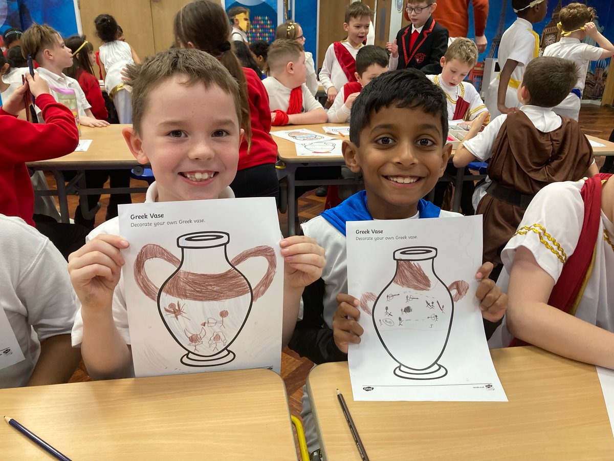 Year 3 thoroughly enjoyed their Ancient Greek topic exit event today, tucking in to some Greek snacks, designing a Greek vase and finishing with the story of the Trojan Horse! #weareleechapel
