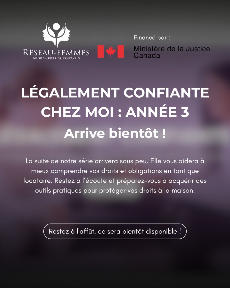 🏡 Bientôt disponible ! La série LÉGALEMENT CONFIANTE CHEZ MOI : ANNÉE 3 arrive. Protégez vos droits de locataire avec des outils pratiques. Restez à l'écoute!👂

Gracieusement financé par <a href="/JusticeCanadaFR/">Justice Canada</a>.

#location #DroitDuLocataire #justice #canada #ontario