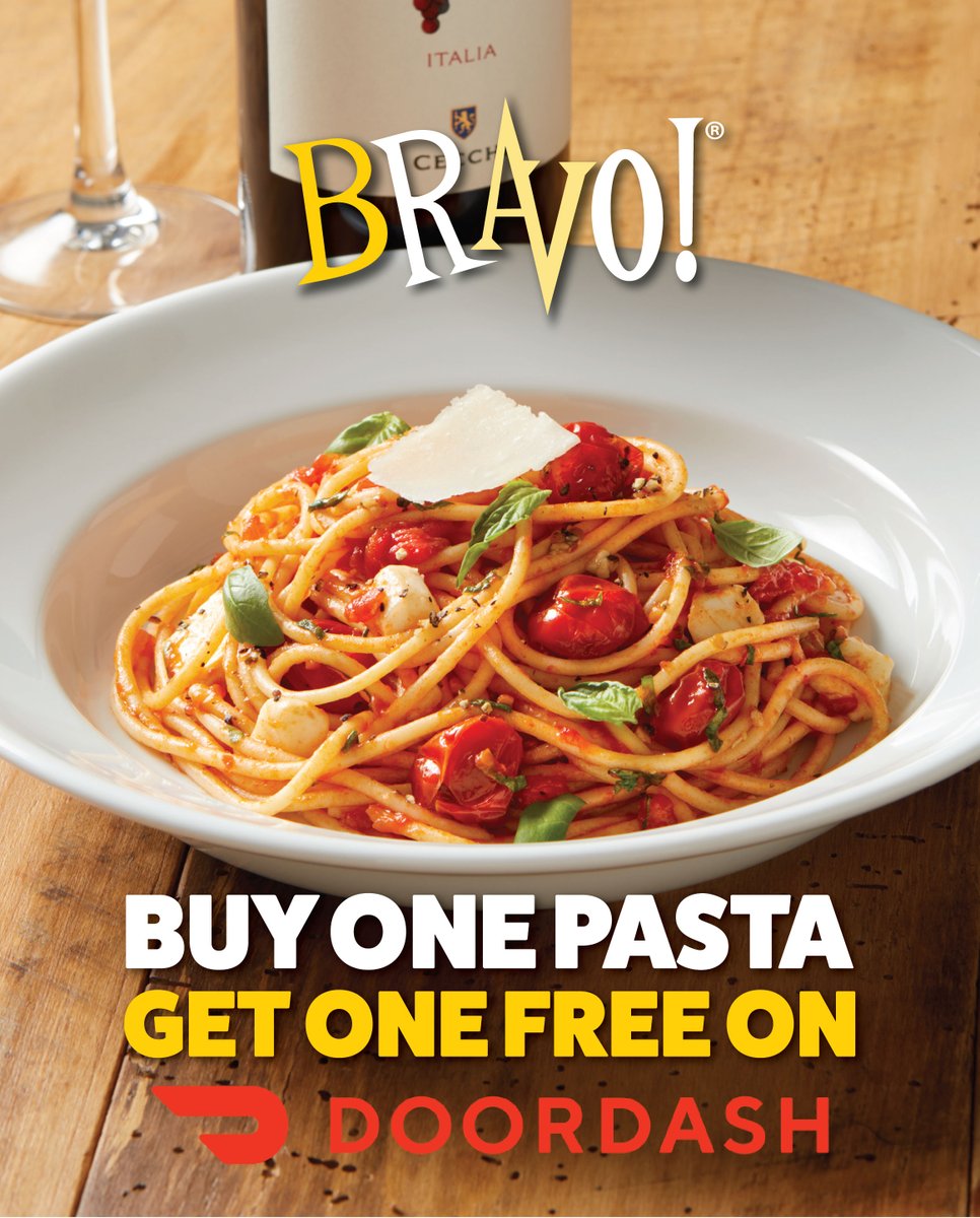 Your pasta dreams just came true. 🍝✨
Buy one, get one FREE on DoorDash — 5 delicious options to choose from:
🍝Pasta Bravo
🍝Pasta Woozie
🍝Spaghetti &amp; Meatballs
🍝Spaghetti Bolognese
🍝Spaghetti Pomodoro

Order now → DoorDash doordash.com/business/10072/