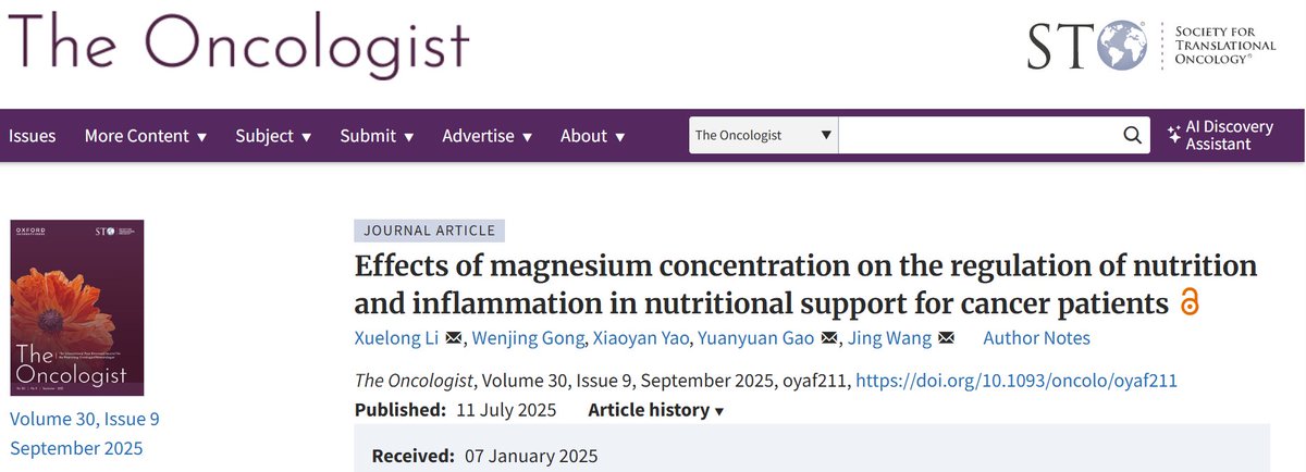 Un siècle après les travaux du professeur Pierre Delbet, une étude chinoise confirme l'importance du magnésium pour la prévention et le traitement du cancer ! #magnesium #Cancer 
 bernardsudan.net/magnesium-prev…