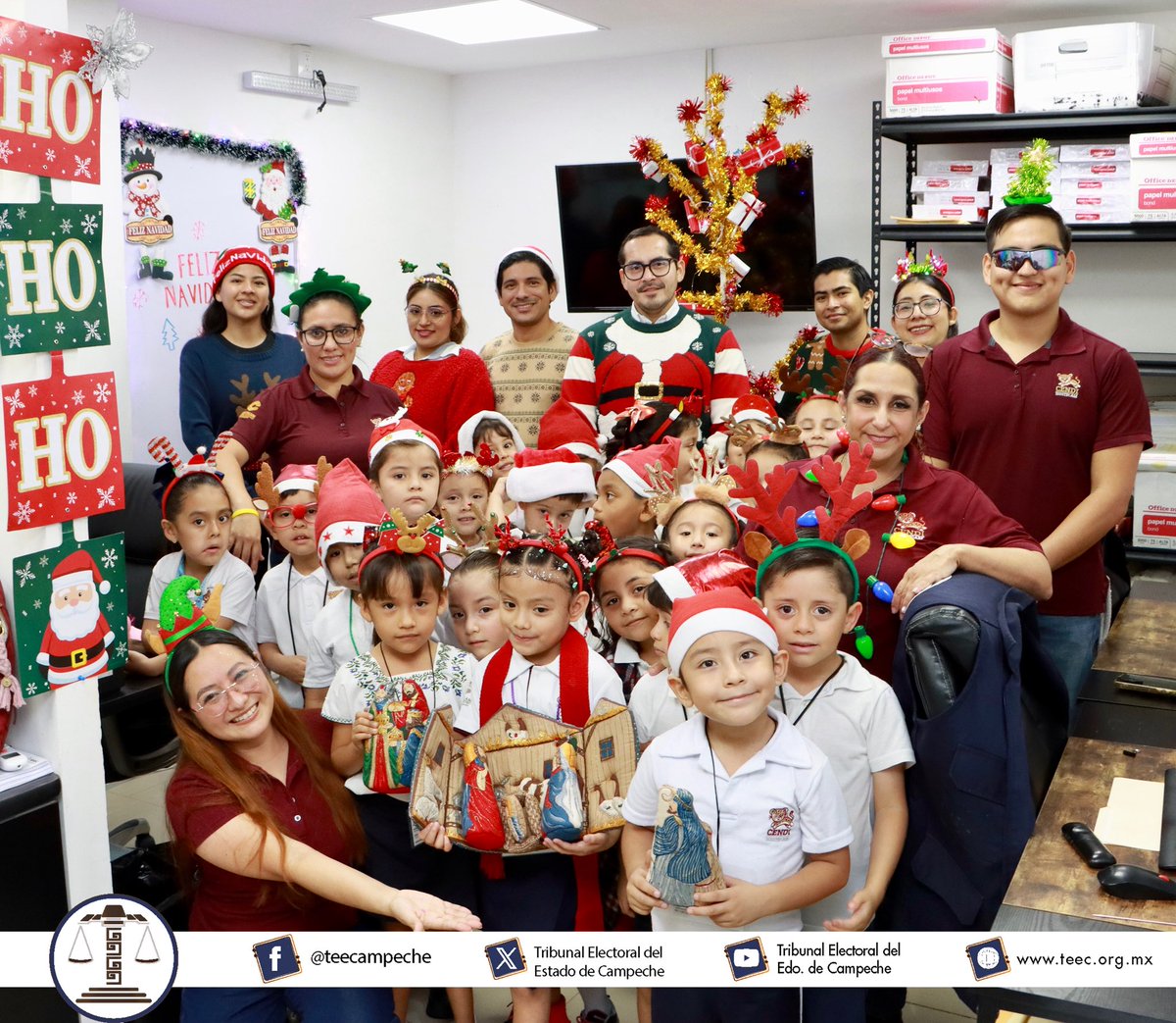 teecampeche's tweet image. Con alegría, el #TEEC recibió a los alumnos y personal del J.N. CENDI @Issstecam, quienes nos cantaron la tradicional “Rama navideña”, una celebración que preserva nuestras costumbres y mantiene vivas nuestras raíces.