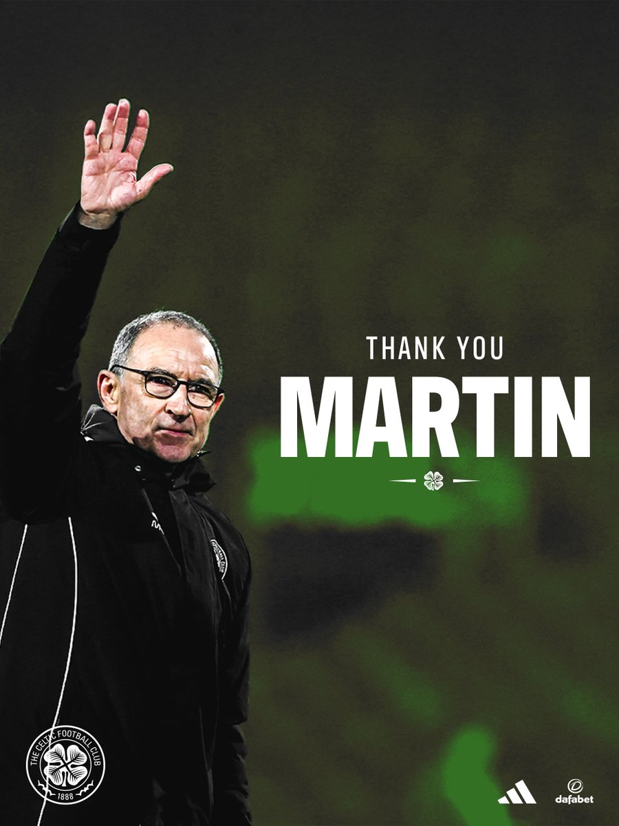 CelticFC's tweet image. Tonight marks Martin O’Neill’s final match as interim manager of #CelticFC

Our thanks and best wishes go to Martin and his backroom staff for all their efforts 💚