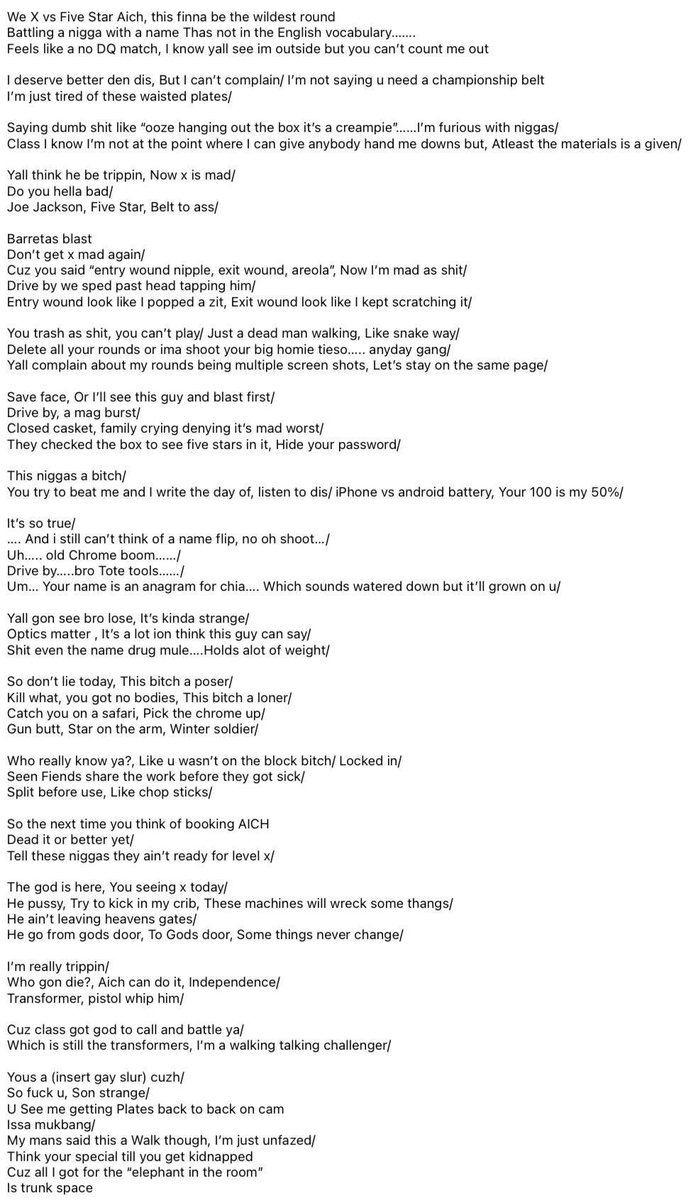 From our Mayhem 7 card ERBL presents : 

Aich ( <a href="/FIVESTARAICH/">AICH</a> )  ( left side , went 1st )

                                       Vs 

X Tha God ( <a href="/X_Tha_God/">X Tha God 💫</a> )  ( right side , went 2nd ) 

Another fire battle from this card !! Yall  check it out !! Like / Repost ! Follow us !