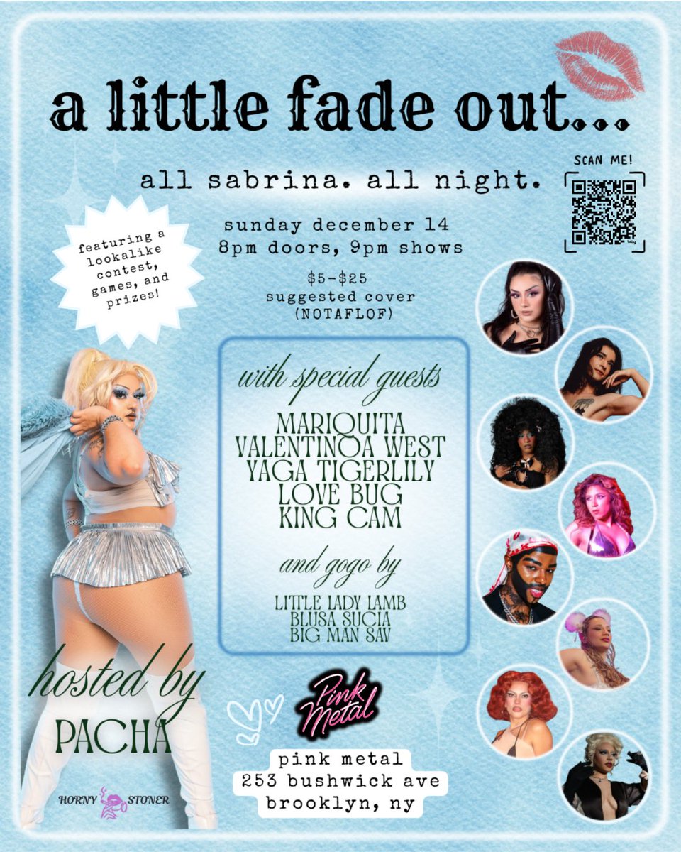 pachacunti's tweet photo. CALLING ALL SABRINA CARPENTER FANS IN NEW YORK CITY!
On Sunday, December 14 at 9pm (doors at 8) I will be hosting a Sabrina Carpenter drag and burlesque show at Pink Metal in Bushwick - and you should be there! RSVP &amp; more info at: https://t.co/YIhoylRCQp https://t.co/GJtnvTCQsN