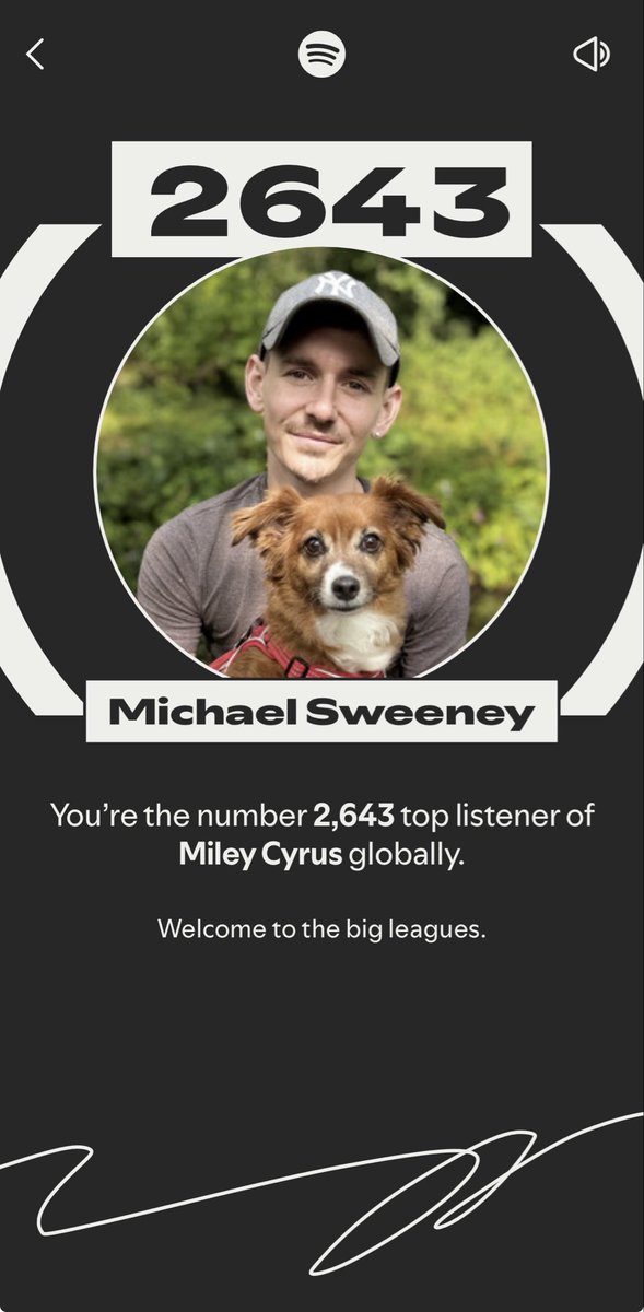 MichaelWsweeney's tweet photo. #SpotifyWrapped confirmed what we already knew, it always has and always will be about @MileyCyrus ✨ https://t.co/x7XZMkDoiI