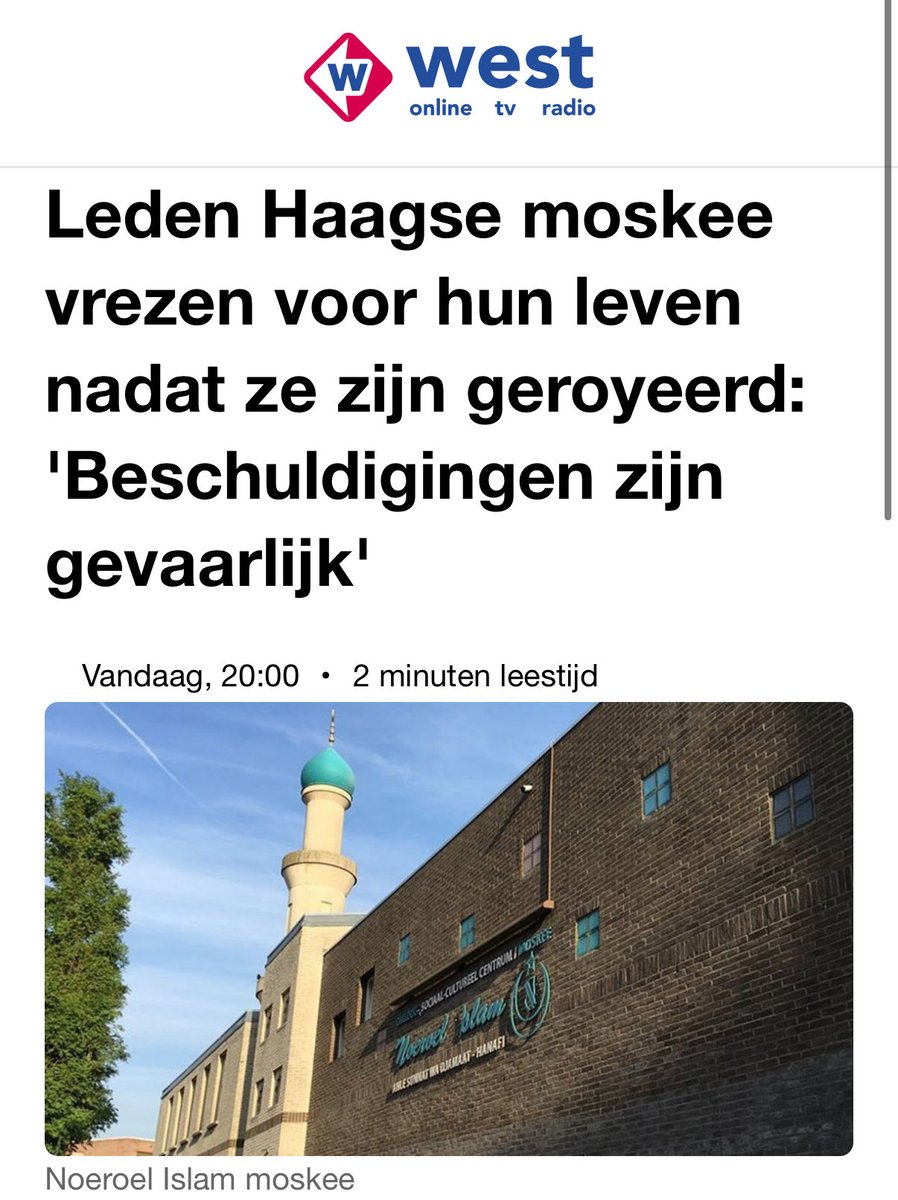 DutchKafir's tweet photo. Twee leden van de Haagse moskee Noeroel Islam vrezen voor hun leven na beschuldigingen van afvalligheid. https://t.co/cLXUK5Y63v