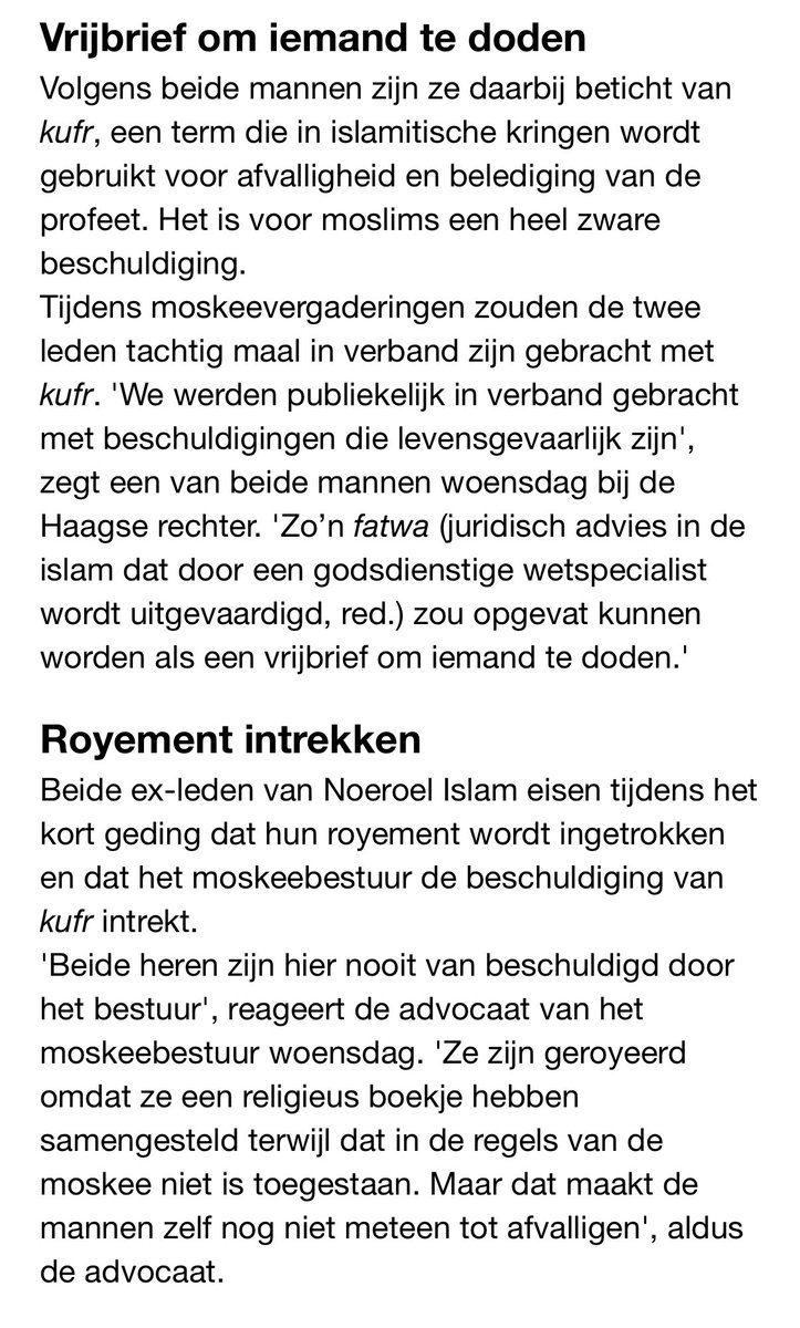 DutchKafir's tweet photo. Twee leden van de Haagse moskee Noeroel Islam vrezen voor hun leven na beschuldigingen van afvalligheid. https://t.co/cLXUK5Y63v