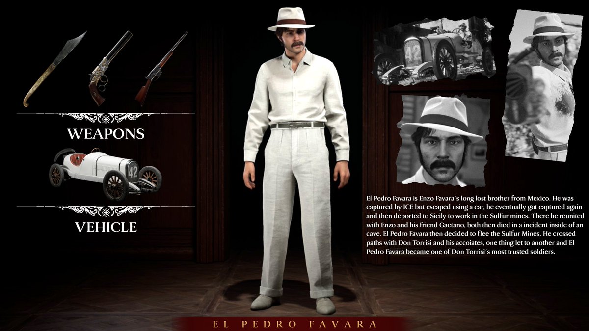 A silly fanficiton character sheet I did for my version of "Enzo Favara". 

#mafiatheoldcountry