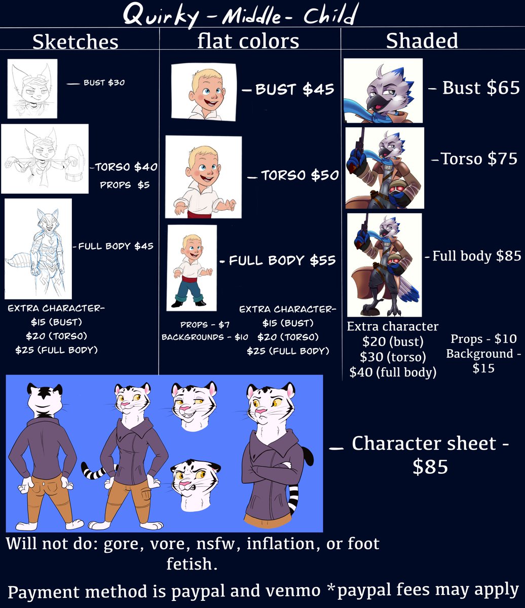 well, I just got laid off during the Christmas season, so I am opening myself up for commissions, anything will help so I can cover rent while job hunting, if you're not able to commission, I would ask that you please share this so I can find some work.