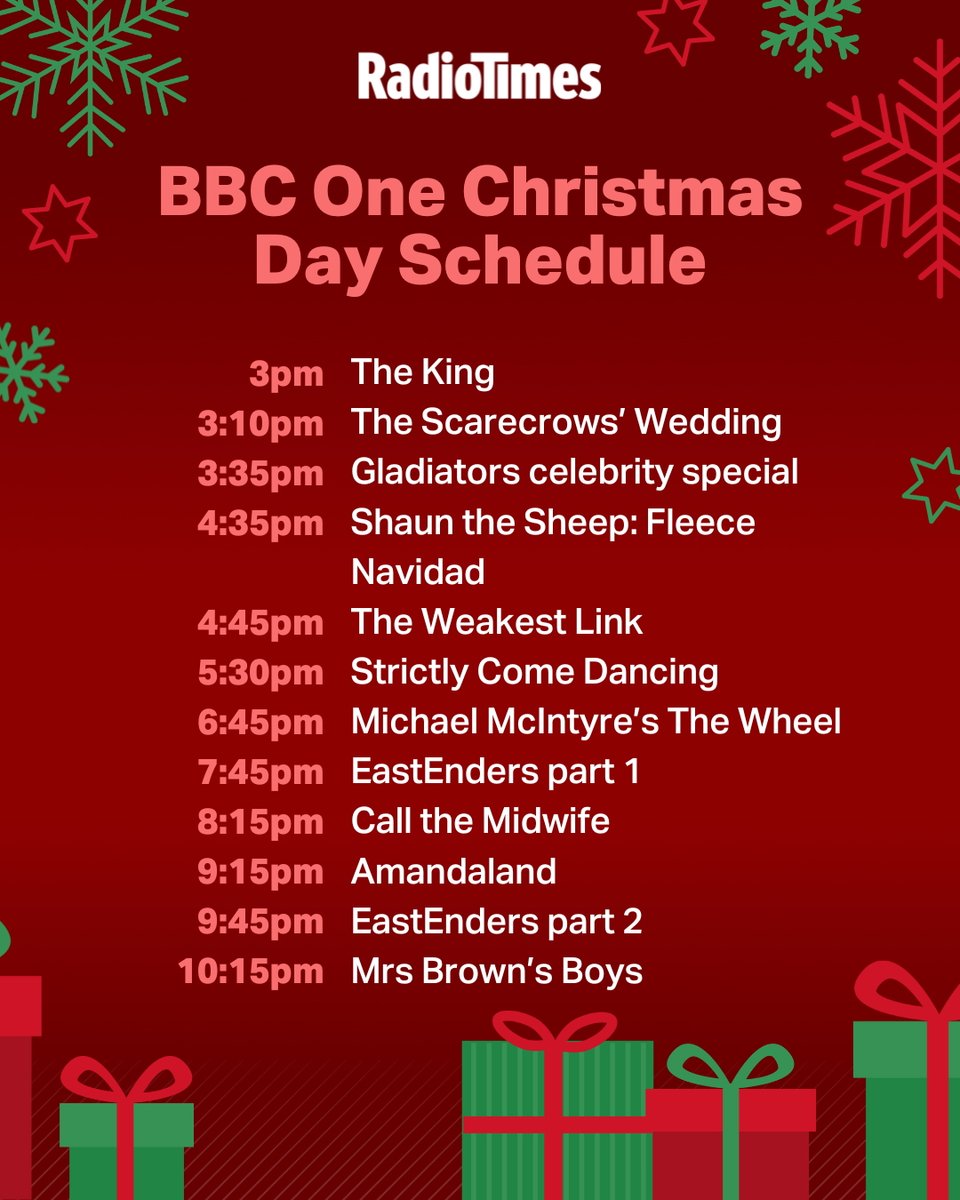 RadioTimes's tweet photo. As excitement builds ahead of the big day, here's a rundown of the TV schedules on 25th December for BBC One, ITV and Channel 4 - with treats including Amandaland and Bullseye

#ChristmasDayTV https://t.co/WvZt5WCDQJ